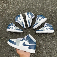 Custom Air Jordan 1 Navy Blue Grey