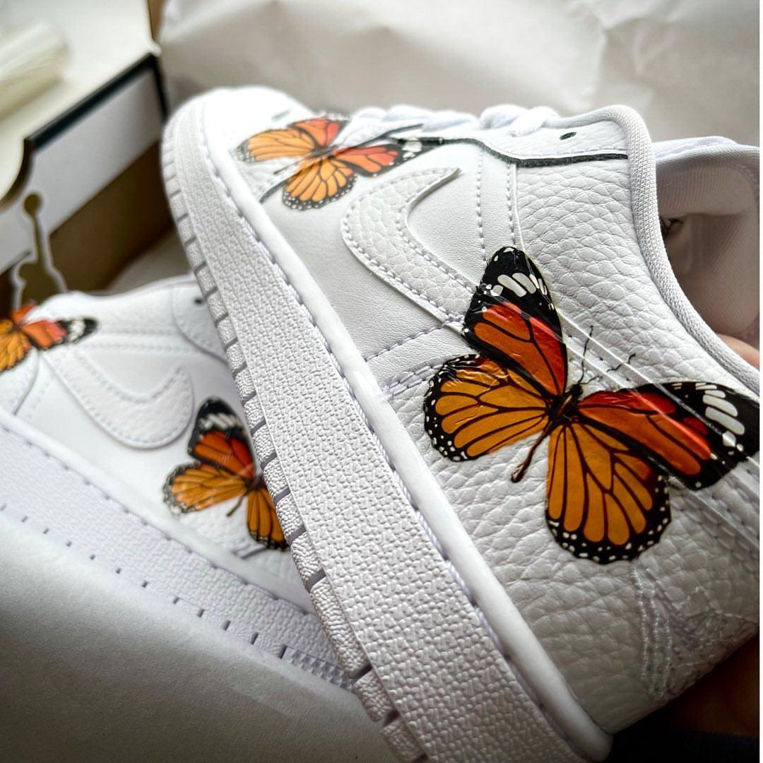 Custom Air Force 1 Orange Butterfly