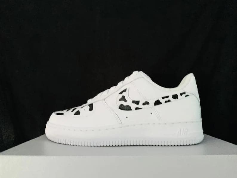 Custom Nike Air Force 1 Cow Print Black