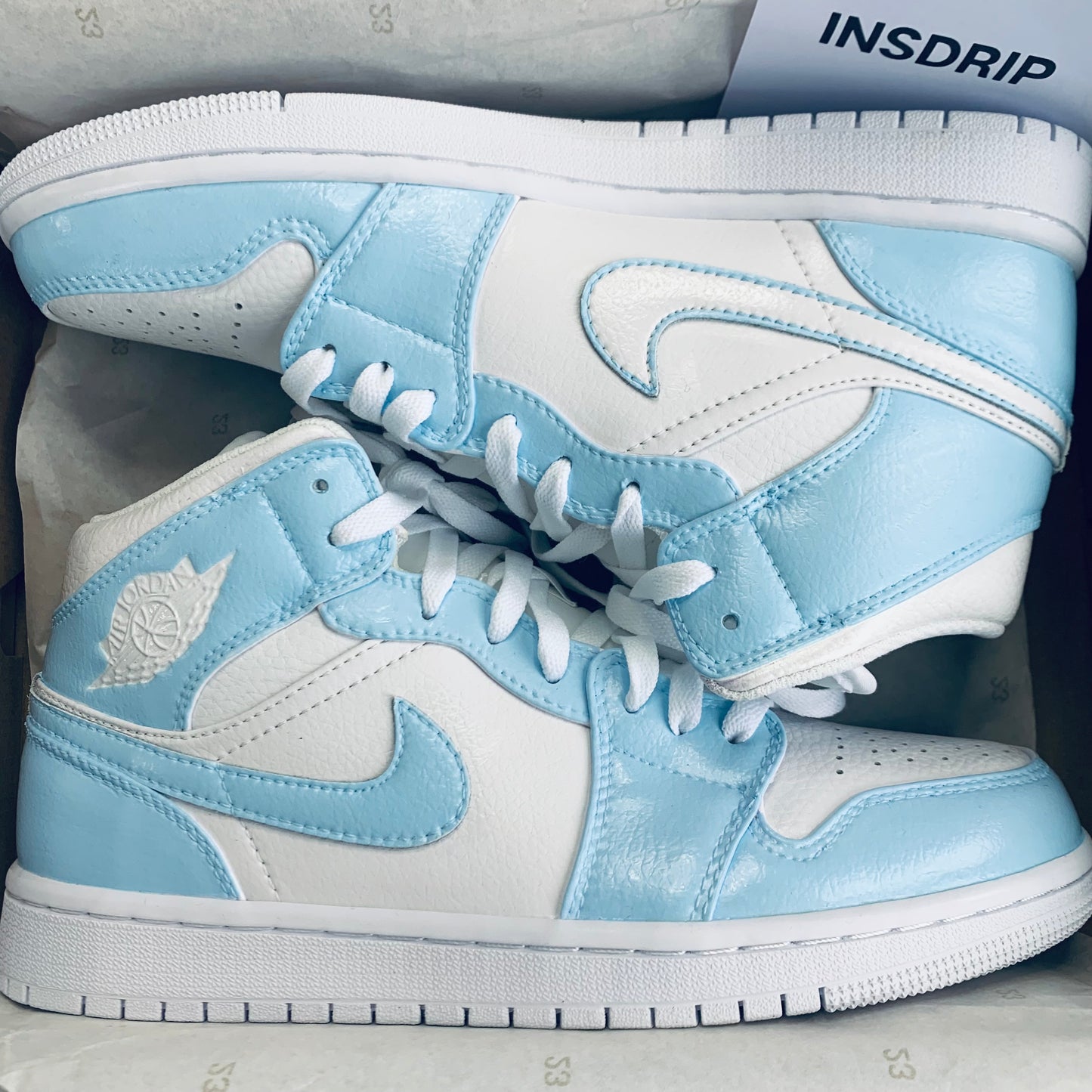BABY BLUE AIR JORDAN 1 CUSTOM