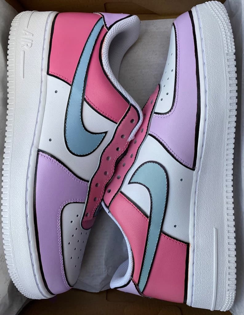 Nike Air Force 1 X Pink Blue and Purple