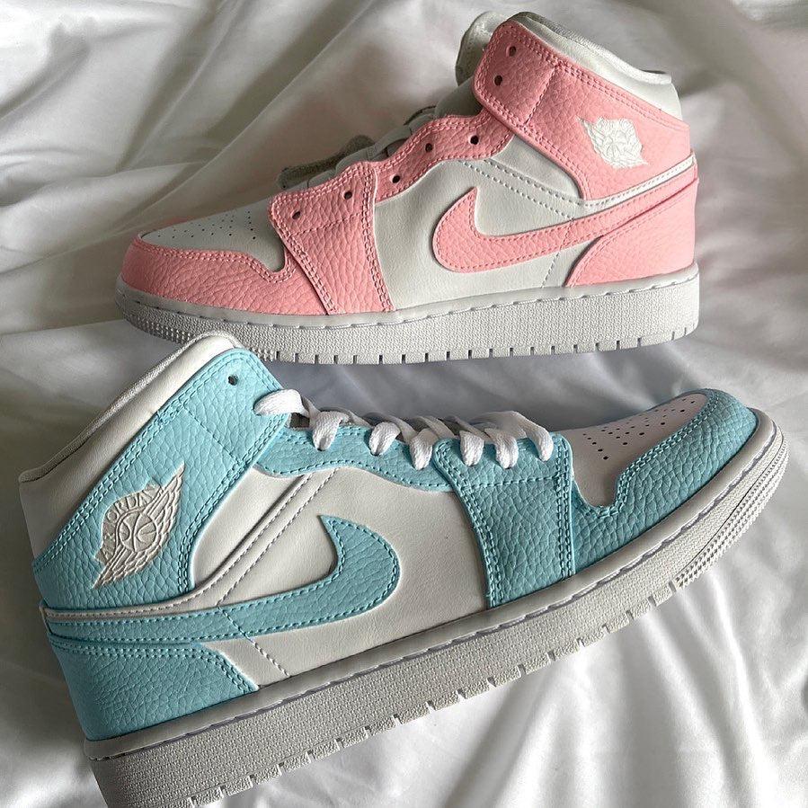 Custom Air Jordan 1 Blue Pink Design