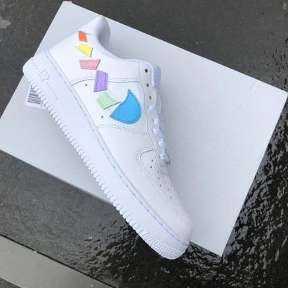 Custom Air Force 1 destroyed swooshes PASTEL