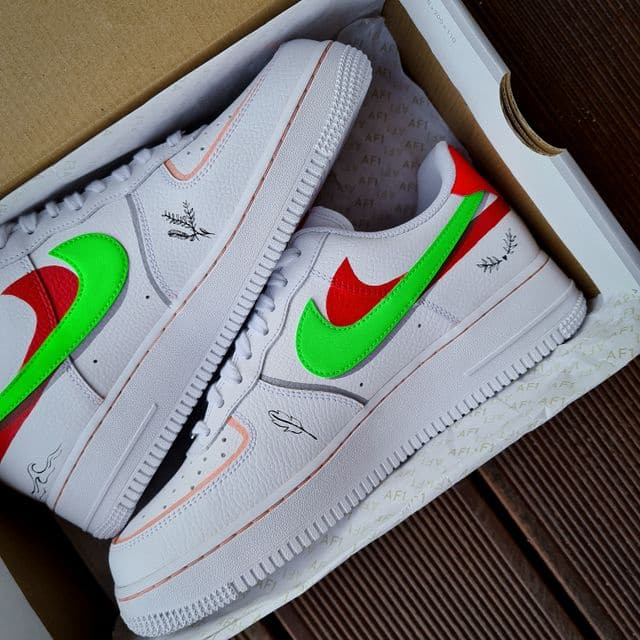 Personalized Green Swoosh Nike Air Force 1