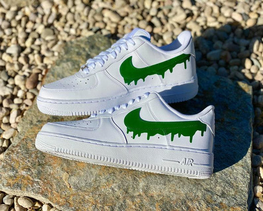 Custom Green Nike Drip Air Force Ones