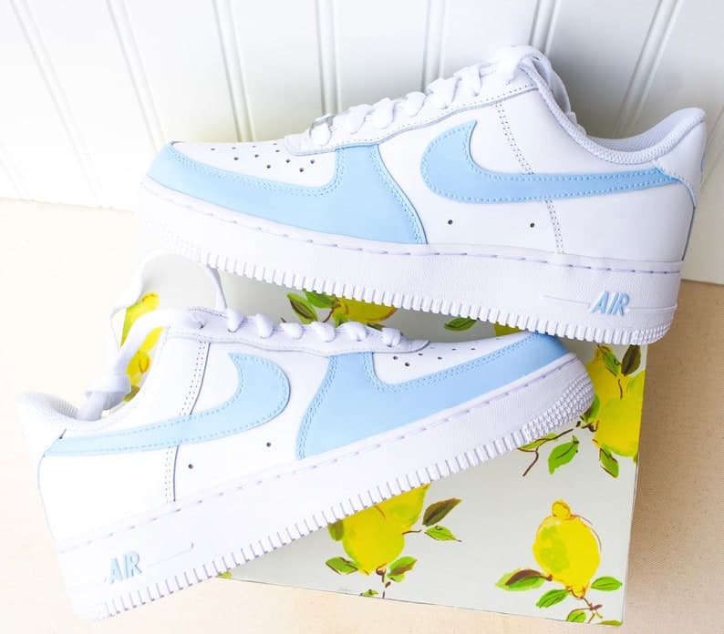 Bule Toe Colorblock Air Force 1 Custom Handpainted