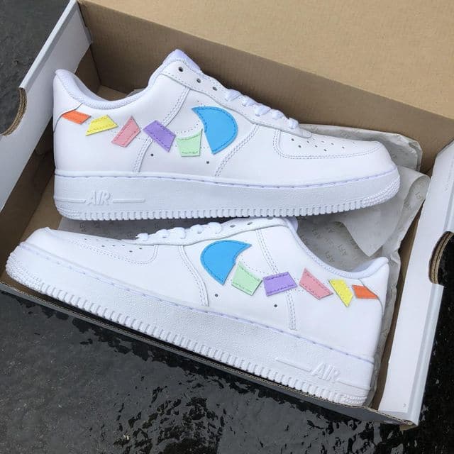 Custom Air Force 1 destroyed swooshes PASTEL
