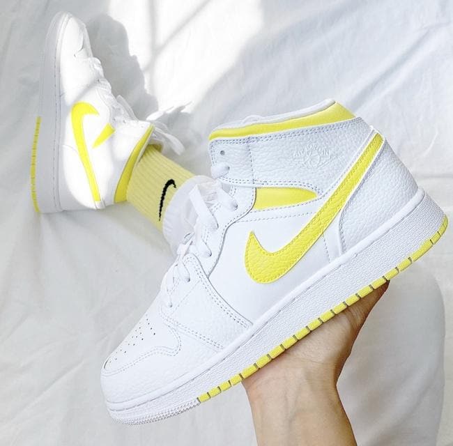 Custom Air Jordan 1 Swoosh Yellow Painted Sneakers
