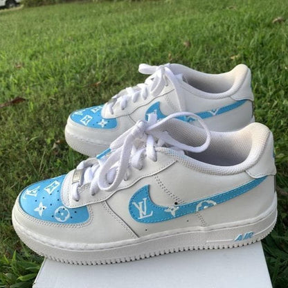 Custom Air Force 1 Baby Blue Louis Vuitton