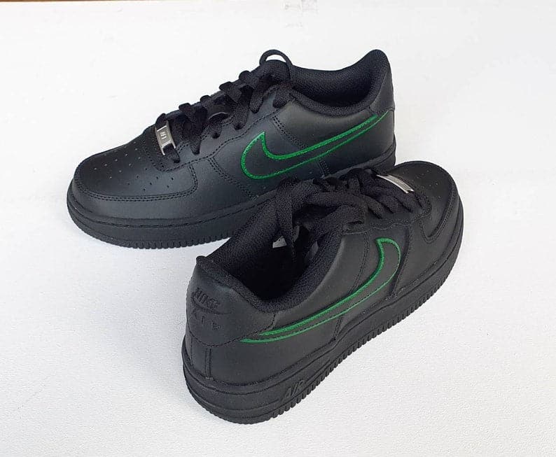 Painted Tick Design Custom Black Nike Air Force 1