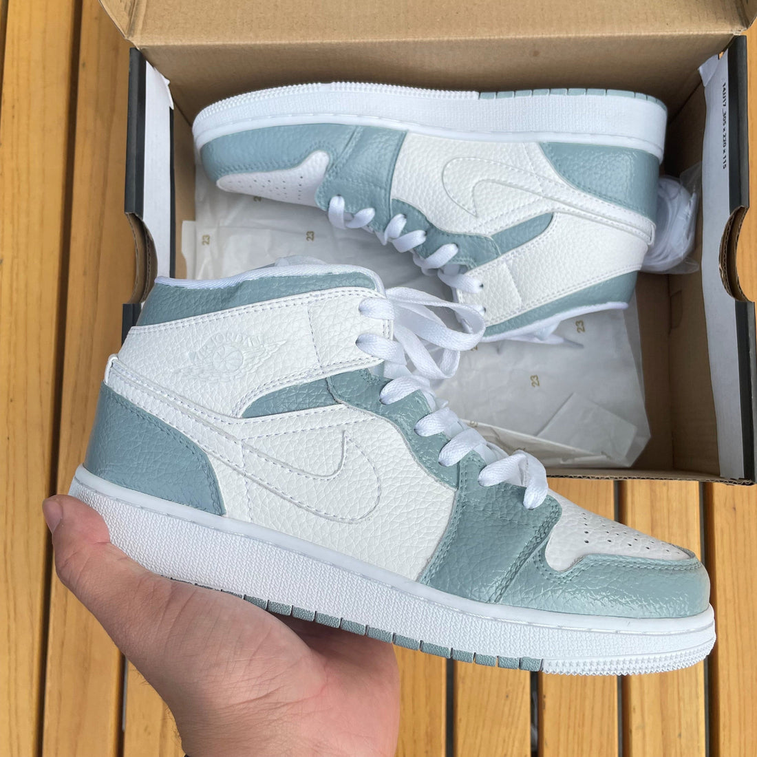 Custom Air Jordan 1 X Gray green