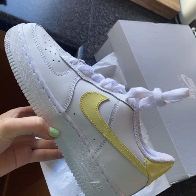Custom Air Force 1 pastel Yellow Swoosh