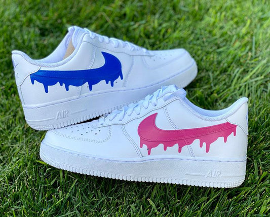 Custom Pink Blue Drip Air Force Ones