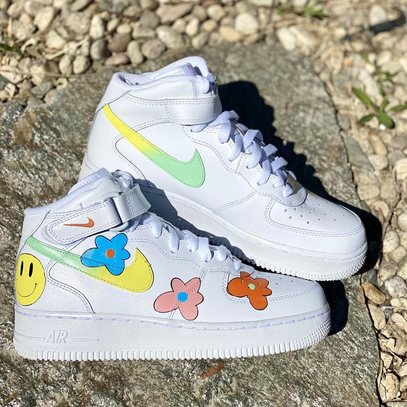 Custom Air Force 1 Hippie 70s Smiley Face