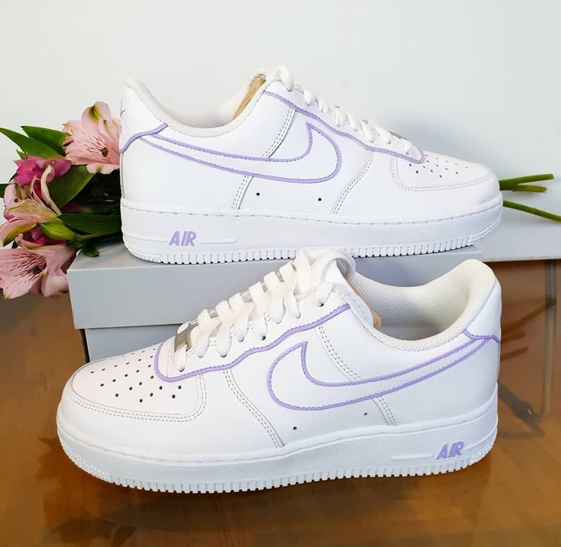 Purple Outlines Design Custom Nike Air Force 1