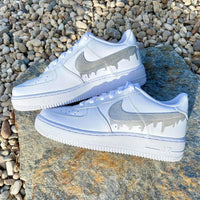 Custom Silver Nike Drip Air Force Ones