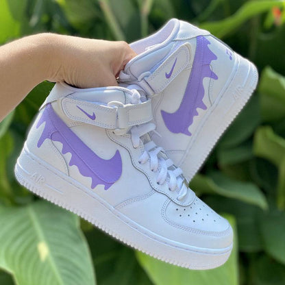 Custom Light Purple Nike Drip Air Force Ones