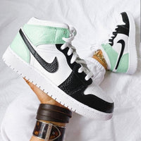 Custom Air Jordan 1 Swoosh Mint Green Painted Sneakers