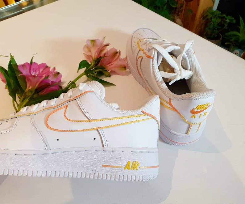 Yellow and Orange Ombré_ Painted Tick Mid-soles