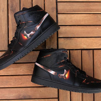 Custom Air Jordan 1 Burning Swoosh Unique Handpainted Sneaker Art