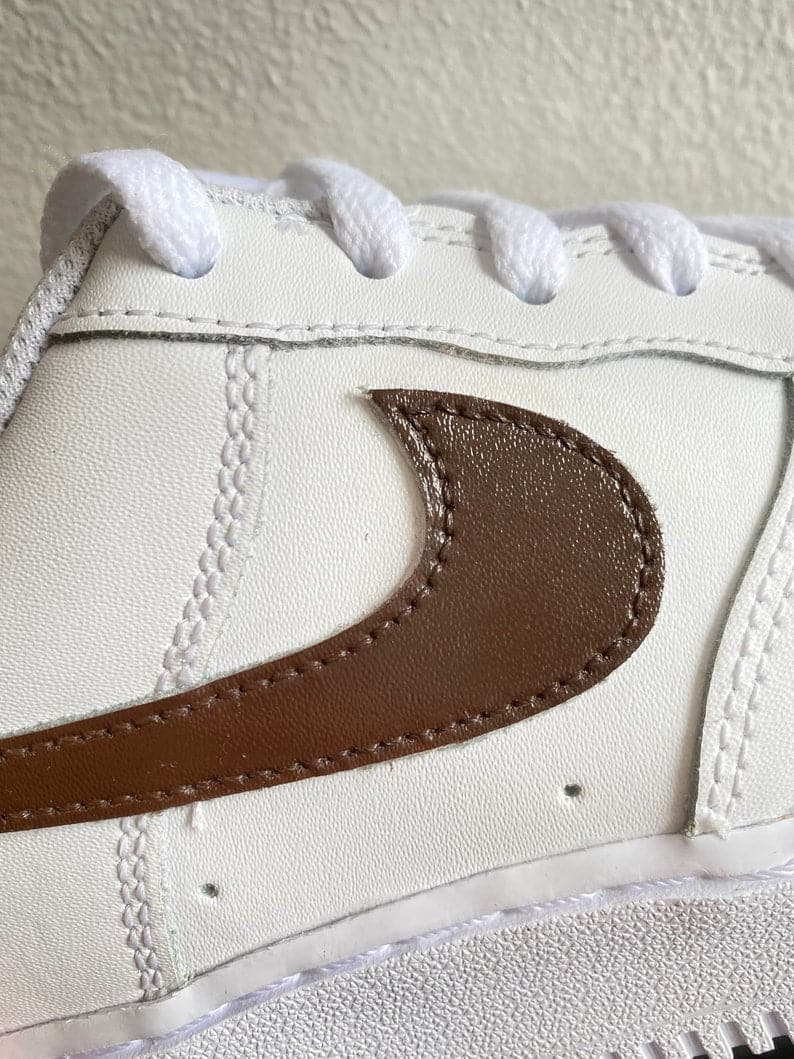 Custom Air Force 1 chocolate Brown Swoosh