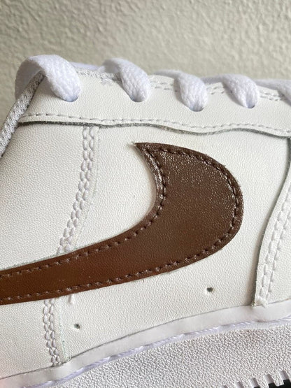 Custom Air Force 1 chocolate Brown Swoosh