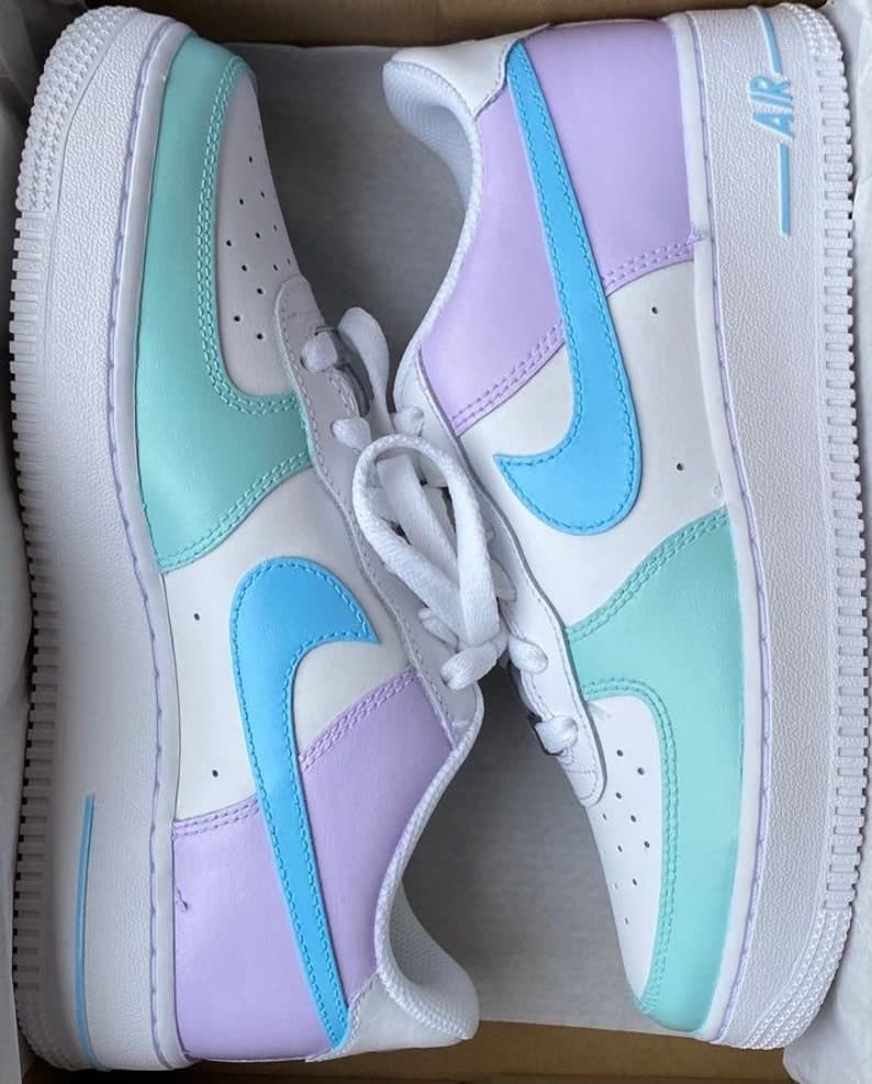 Nike Air Force 1 X Blue Green and Purple