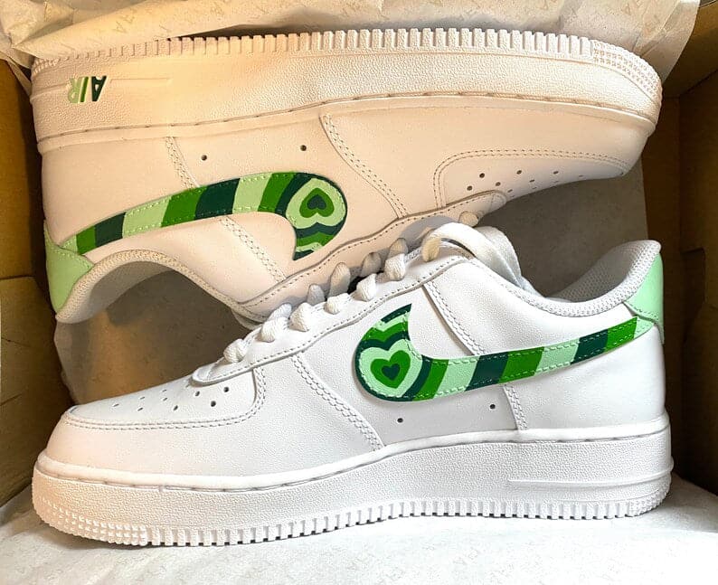 Custom Air Force 1 green Hearts
