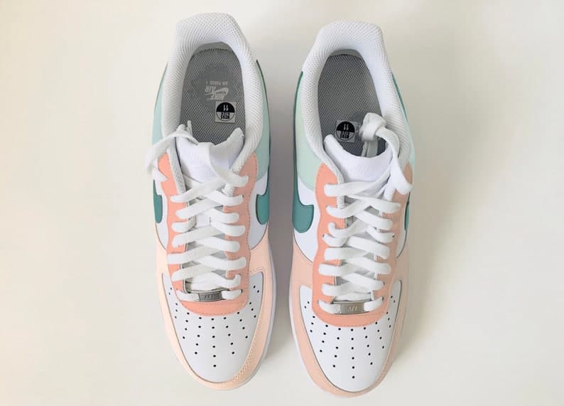 Pink and Bule Custom Air Force 1's water Resistant
