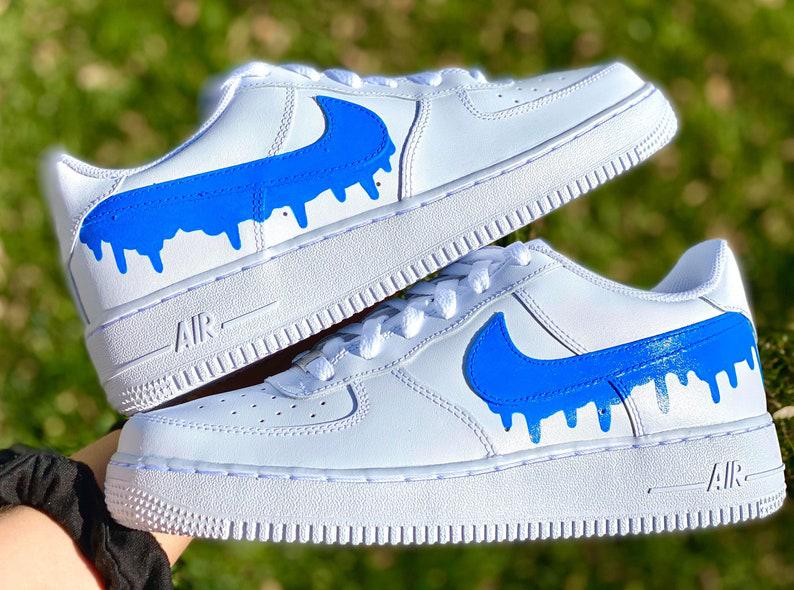 Custom Blue  Drip Air Force Ones