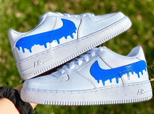 Custom Blue  Drip Air Force Ones
