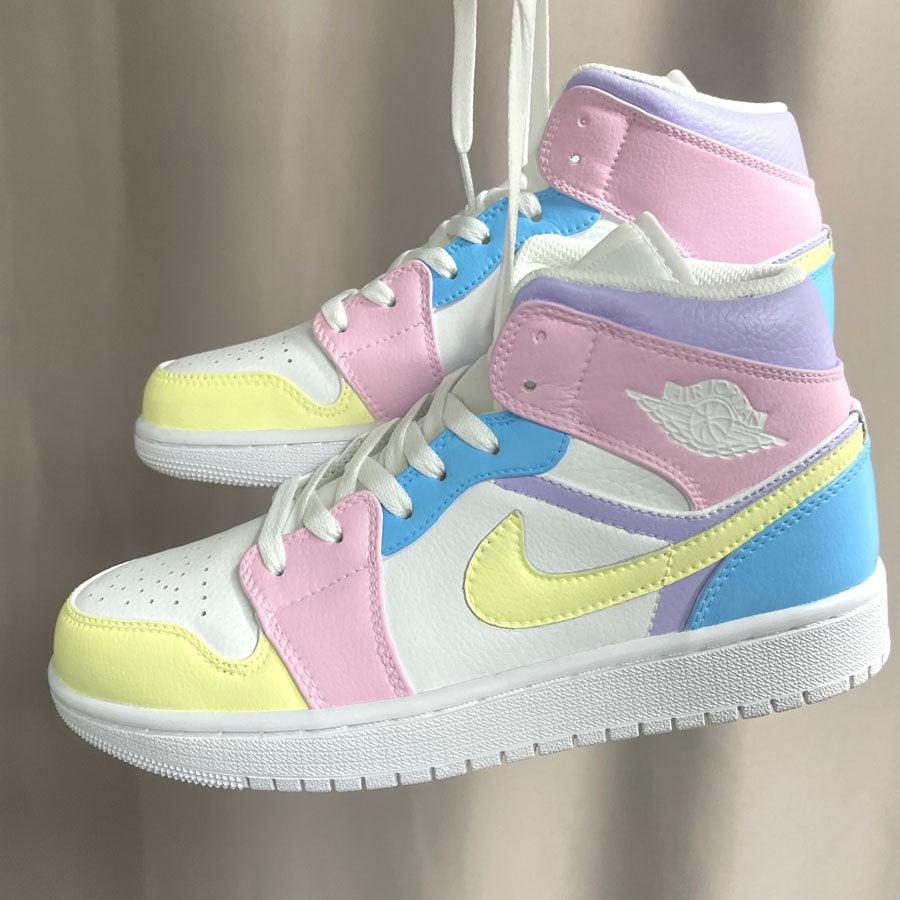 Custom Air Jordan 1 Pink Blue Yellow