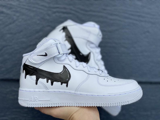 Custom Black Nike Drip Air Force Ones