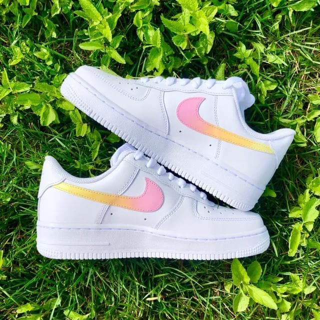 Custom Air Force 1 Pink Yellow Pastel Ombre 🍋💞