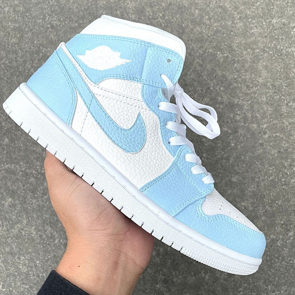 Custom Air Jordan 1 X Baby Blue White Swoosh