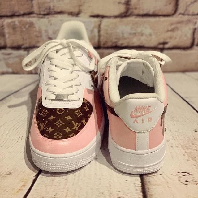 Pink Louis Vuitton Air Forces (7.5 Womens) — customsbycam