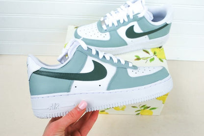 Sage Green Colorblock Air Force 1 Handpainted Custo