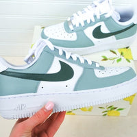 Sage Green Colorblock Air Force 1 Handpainted Custo