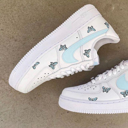 Custom Air Force 1 Baby Blue Butterfly