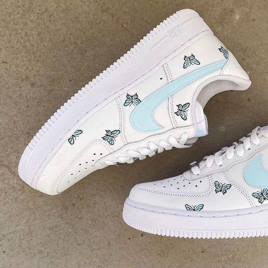 Custom Air Force 1 Baby Blue Butterfly