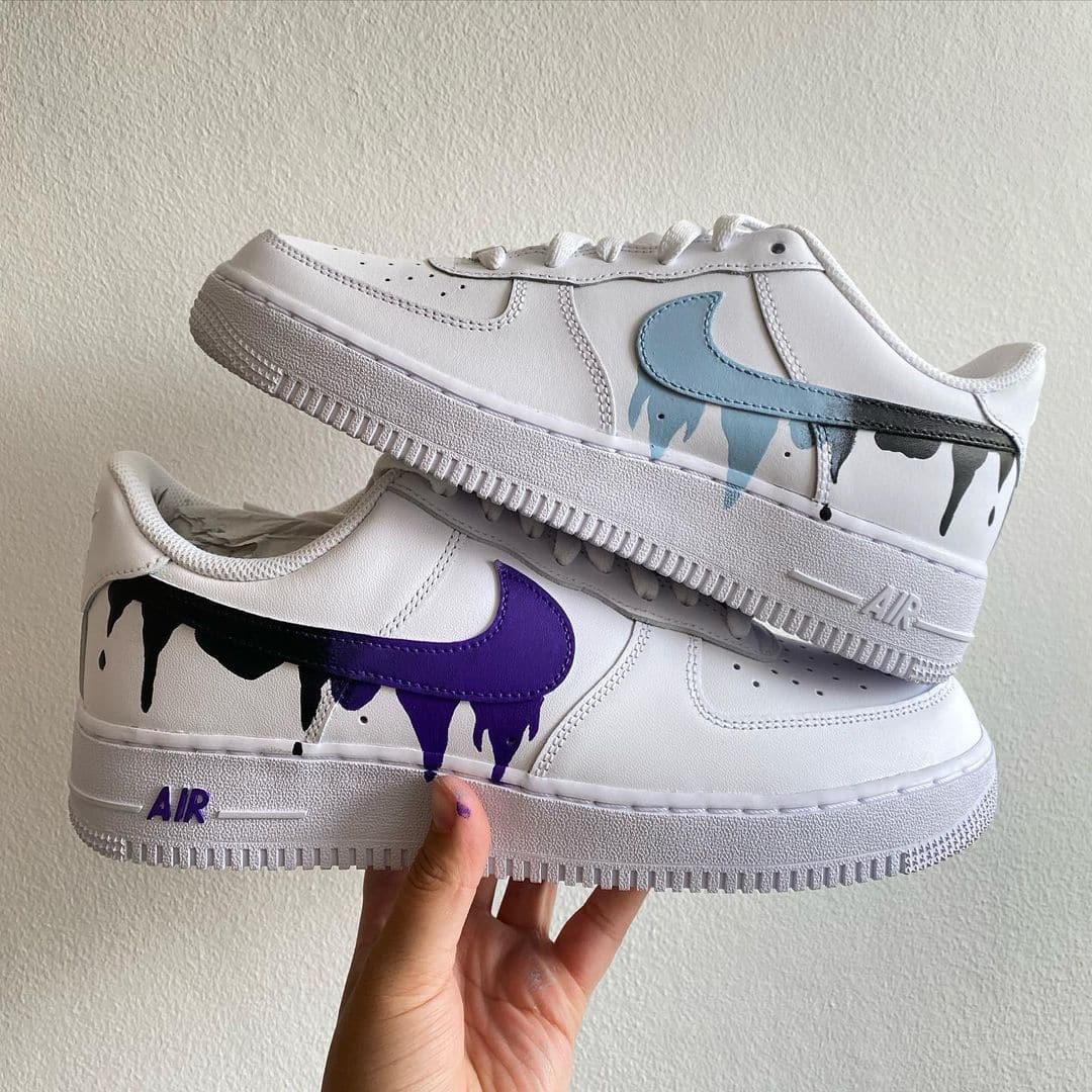 Custom Air Force 1 Purple & bule drip combo