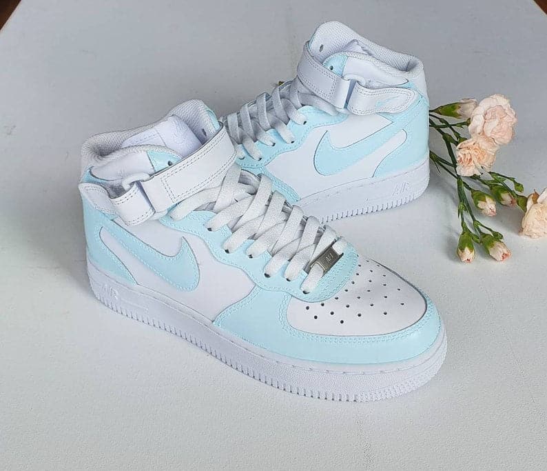 Baby Blue Colour Block Hand-painted Custom Nike AF1