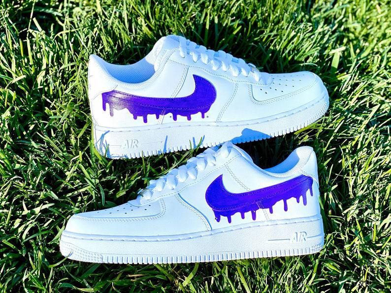 Custom Purple Nike Drip Air Force Ones
