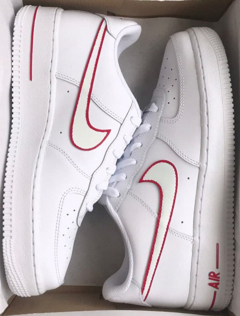 Nike Air Force 1 X Red Outline Tick Design